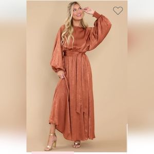 Long maxi terra cotta color silky dress. Size XL